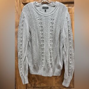 Banana Republic Gray Pom Pom Cable Knit Sweater XL